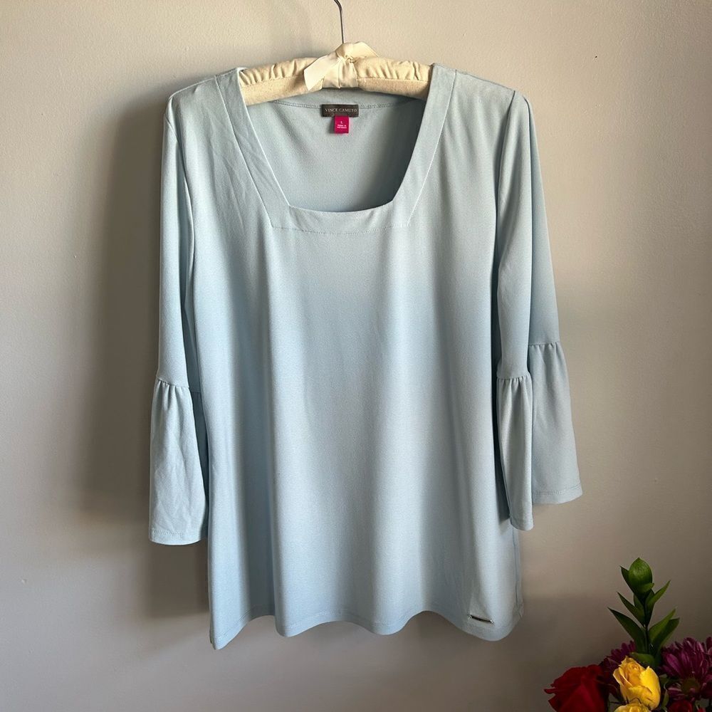 Vince Camuto Square Neck/Bell Sleeve Blouse